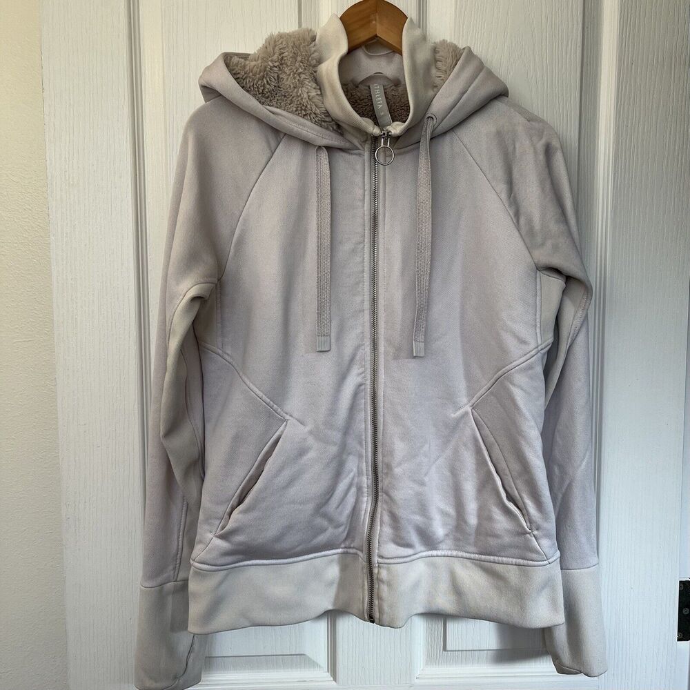 Athleta Hoodie Jacket Women’s M Triumph Luxe Shine Pearl Cream 511431 Faux‎ Fur